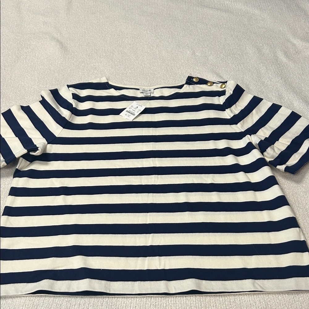 J. Crew Navy and White Striped Top